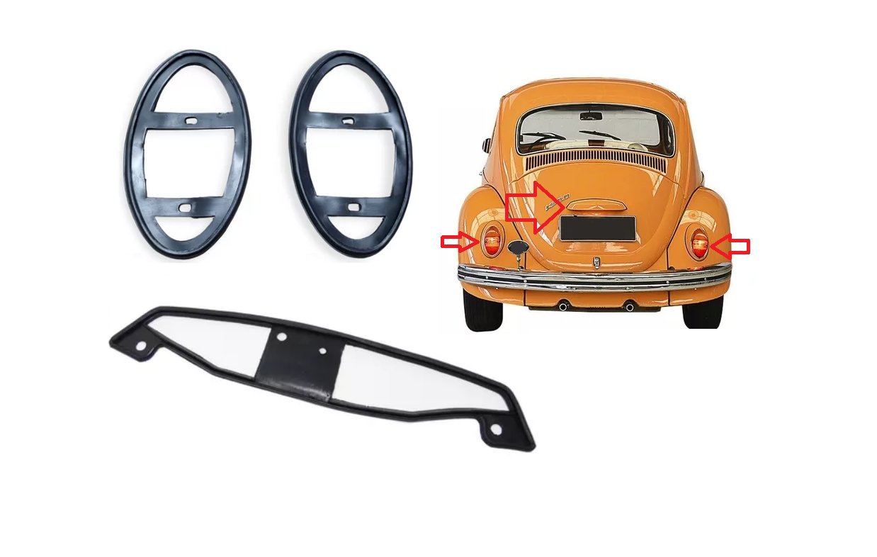 BORRACHA LANTERNA TRASEIRA E SUPORTE PLACA FUSCA 1300 71 82 RIB PARTS